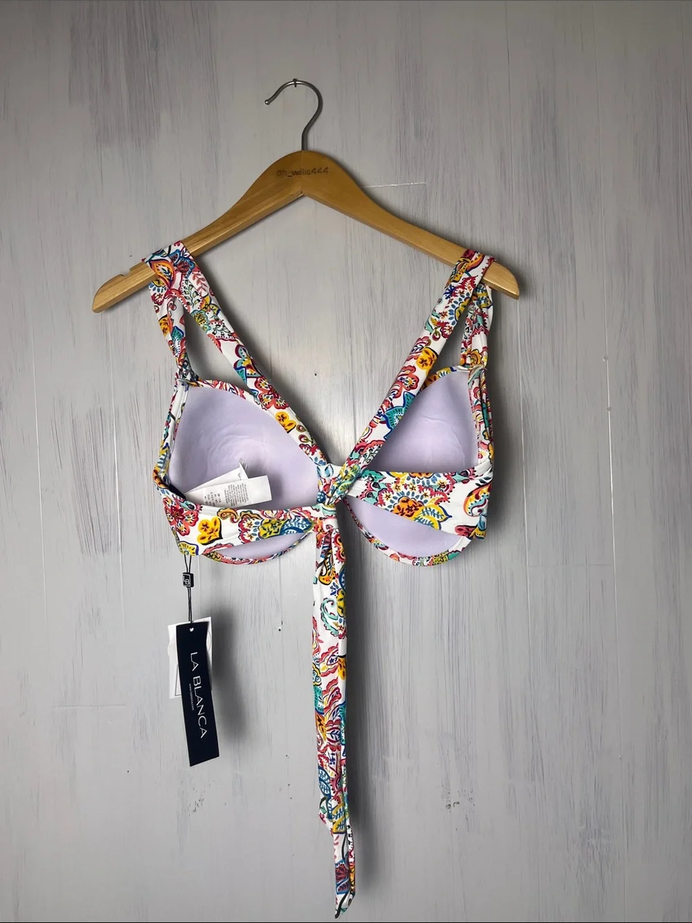 New LA BLANCA‎ Size 14 Colorful Gypsy Soul Draped Underwire Bikini Top UFP 50+